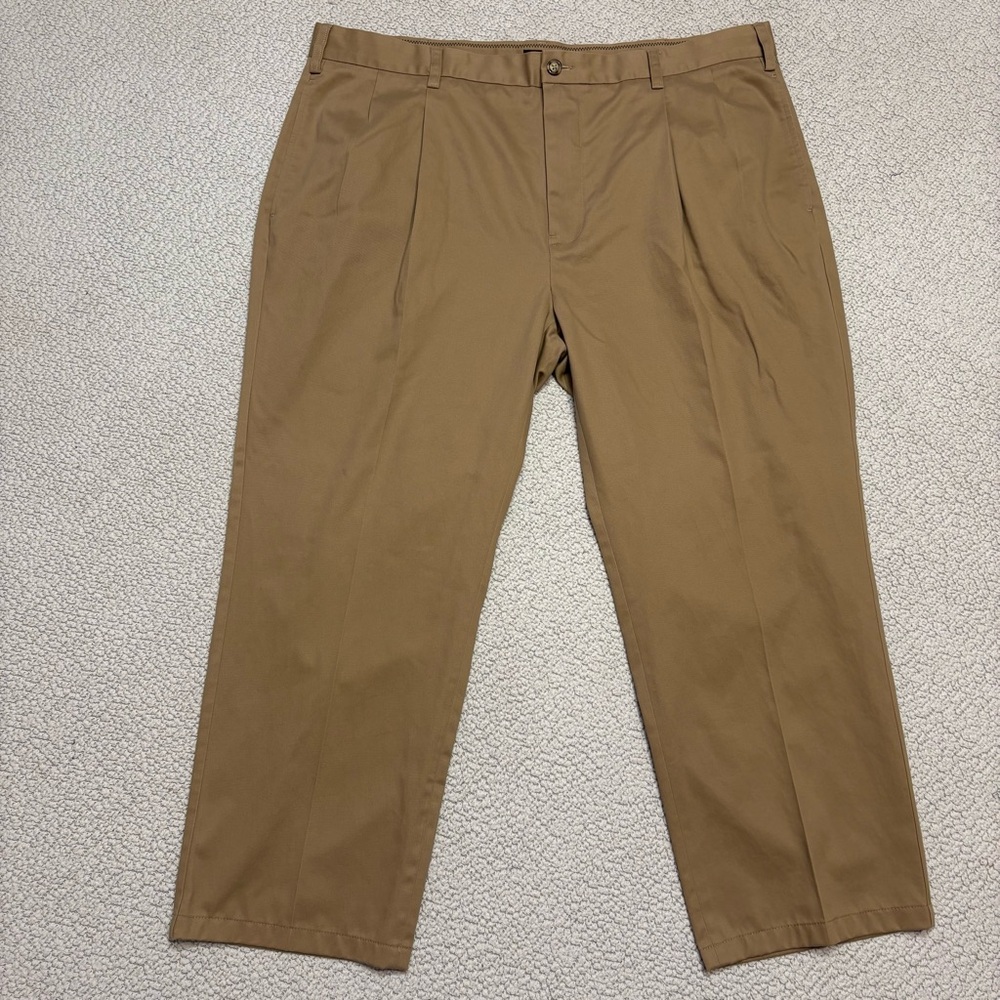 Nautica Men’s Khaki Dress Pants‎ 42x30 Pleated Wrinkle Resistant Classic Fit Tan
